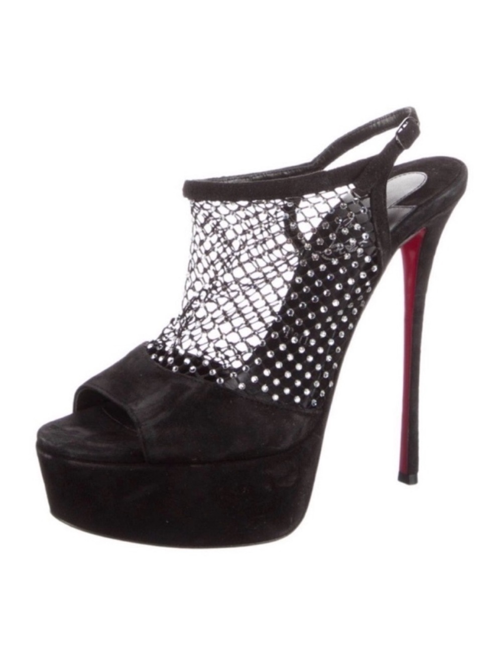 CHRISTIAN LOUBOUTIN Plougesta Alta Strass 150 Black Suede Platform Heels - Picture 7 of 11